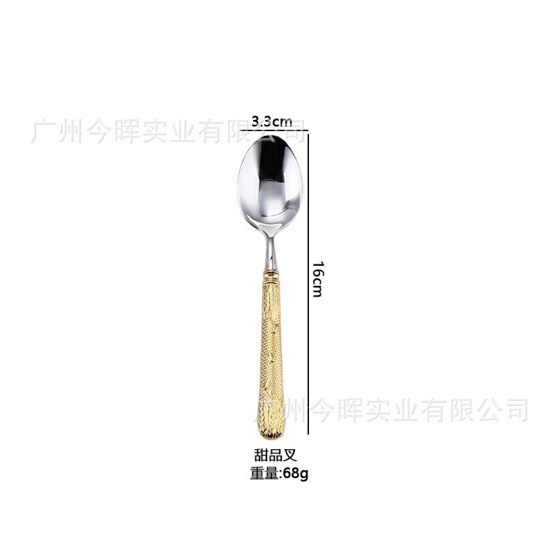 304ステンレス麦穂柄高級レストラン5つ星ホテルステーキナイフとフォークの巨大な食器の鍛造技術|undefined