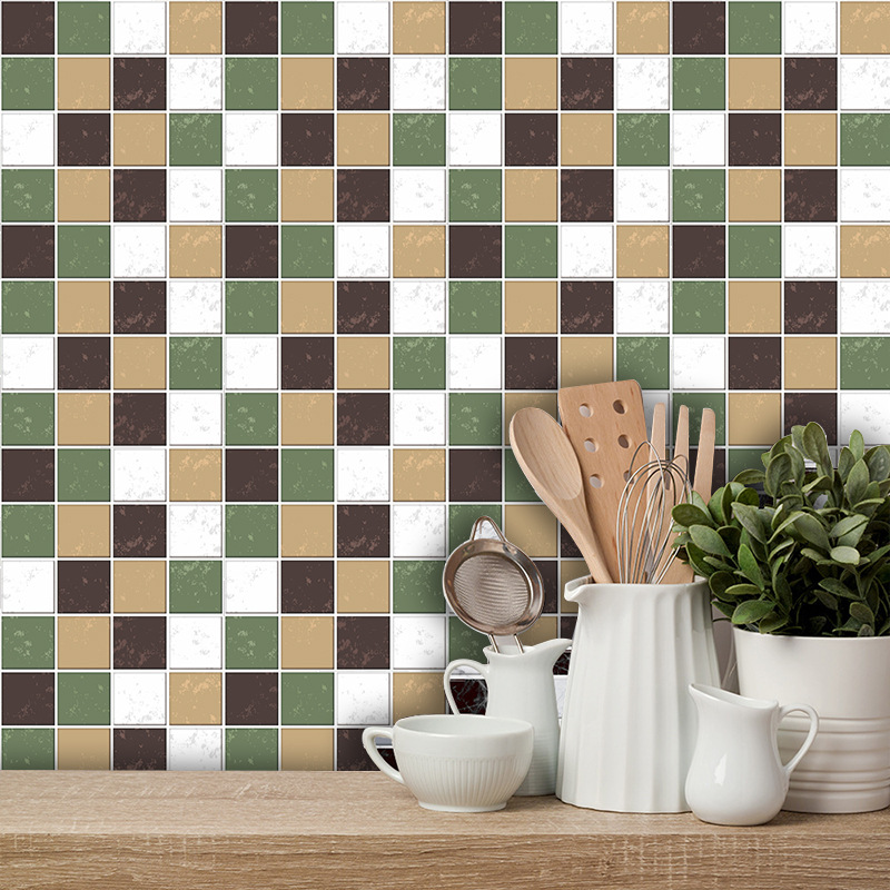 Fashion Green Lattice Tile Wall Floor Decoration Stickers display picture 1