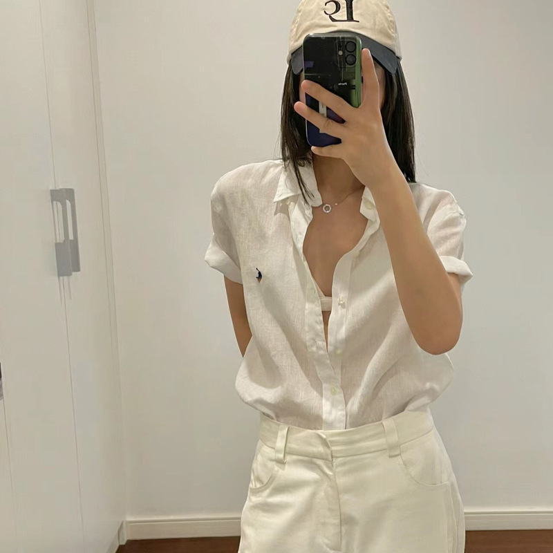 Rl Linen Shirt Short-Sleeve High-End Version Ralph Lauren Embroidery Luxury Trendy Brand Spring/Summer New Short-Sleeve in Stock for Dropshipping Rl Linen Shirt Short-Sleeve High-End Version Ralph Lauren Embroidery Luxury Trendy Brand Spring/Summer New Short-Sleeve in Stock for Dropshipping