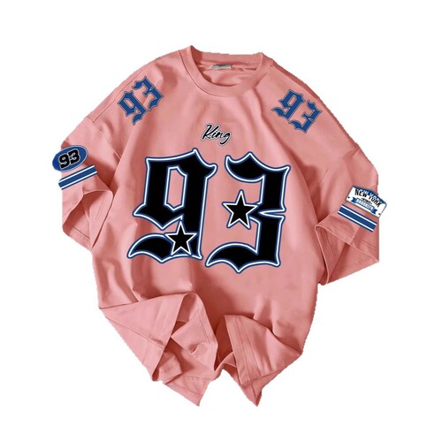 European and American-style casual, minimalist digital 93 fashion basic T-shirt—customizable graphic design, crew neck, short sleeves—for both men and women