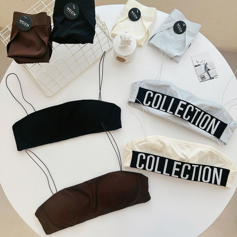 American Style Fashion Casual Style Underwear Tube-like Comfortable Breathable Thin Shoulder Strap No Steel Ring Small Chest Push-up Bra 1816