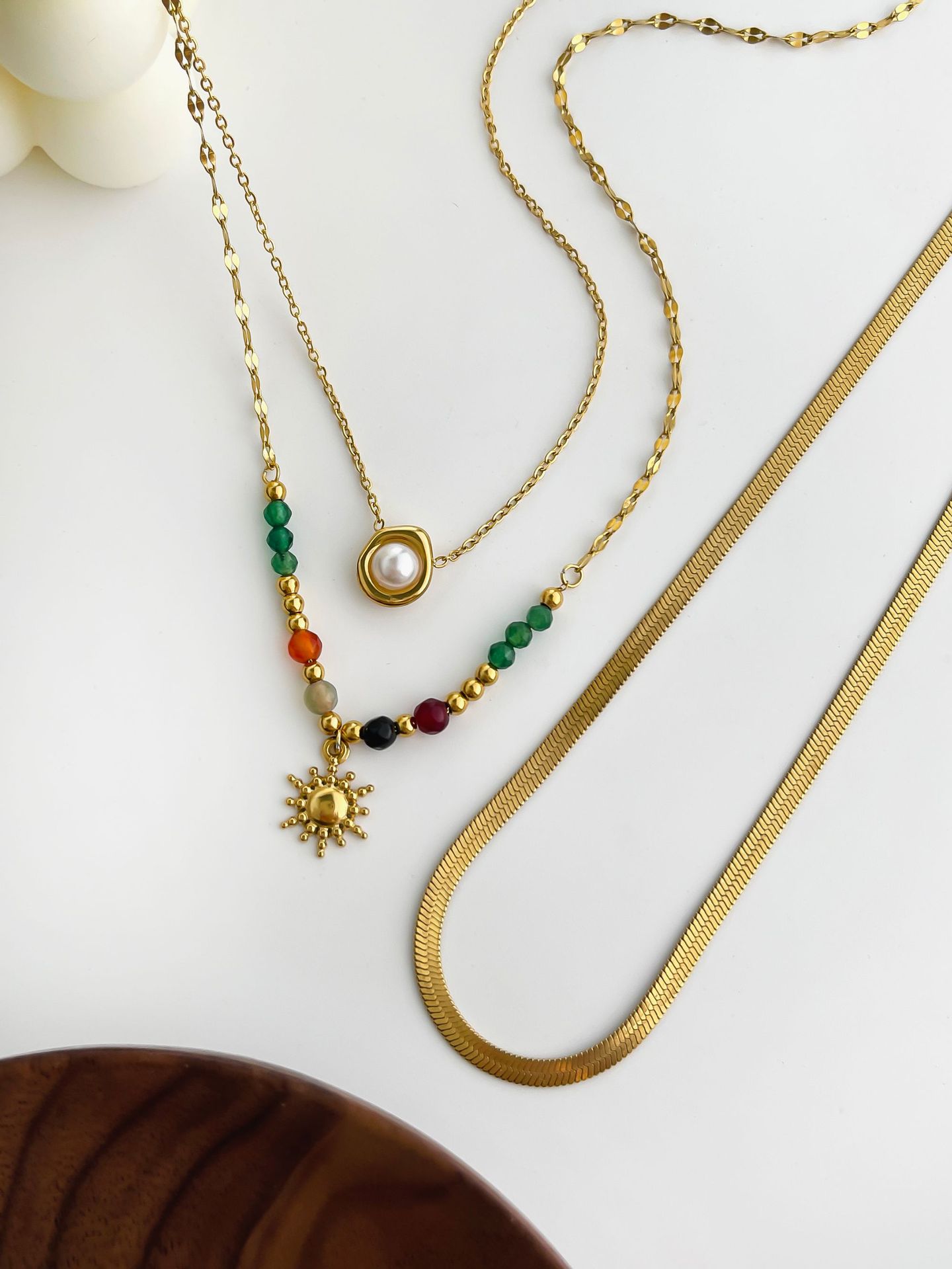 cable chain, snake chain Chain Type 1 Piece Quantity Holiday, Street Occasion PVD Coated Real Gold Plated Geometric 304 Stainless Steel Vintage Style Classic Style Waterproof Non Tarnish Surgical Steel Necklace