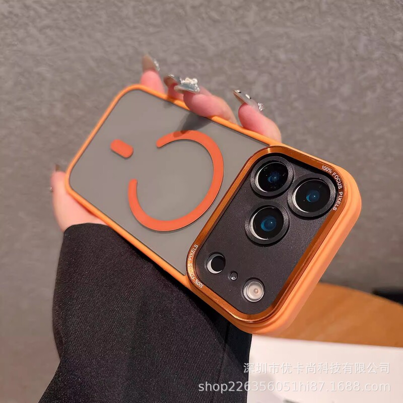 适用iPhone17Promax透明磁吸手机壳金属鹰眼镜头苹果16全包保护套|undefined