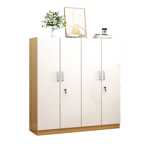 Shoe cabinet with lock door, outer cabinet door, wooden large capacity outdoor anti-theft shoe rack, simple elevator entrance corridor solid wood