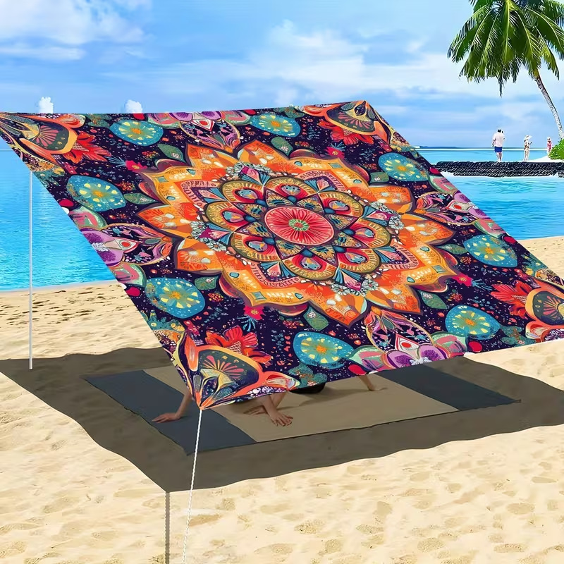 Cross-Border Jit Bohemian Mandala Floral Gradient Color Outdoor Sunshade Curtain Sunshade Cloth Canopy Factory Direct Sale