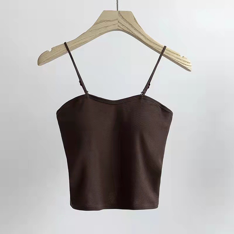 Color sólido belleza espalda camisola de una pieza fija Copa interior y exterior desgaste todo partido tubo superior sin costuras Chaleco de fondo