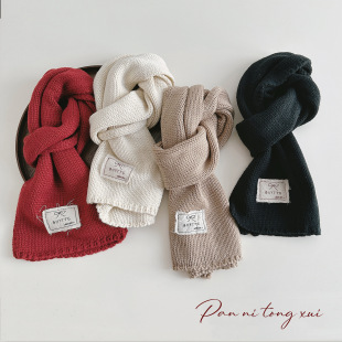 Children's Scarf Autumn and Winter Korean Small Label Knitted Wool Scarf for Boys and Girls Foreign Style Warm Thickened Scarf