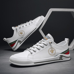 男鞋新款真皮透氣小白鞋春秋韓版潮流休閒板鞋百搭軟底歐洲站皮鞋