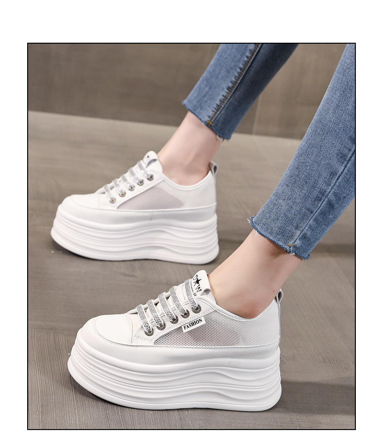 Giày sneaker nữ đế dày chunky mặt lưới thoáng khí phối trắng dễ mặc — Màu trắng bạc chi tiết 15
