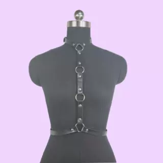 跨境供货束缚带皮革情趣衣性感禁锢连颈女性舞台表演服饰用品道具