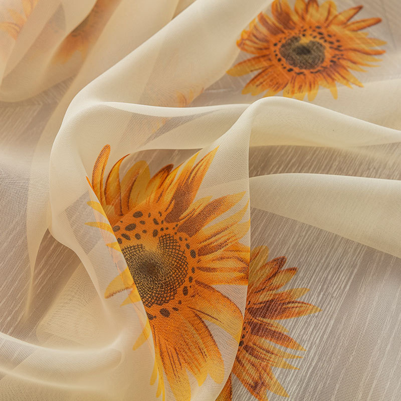 Transfronterizo amazonas flor de sol impresa de tela de tela de cortina transparente sala de estar dormitorio Shaoxing comercio exterior personalizado
