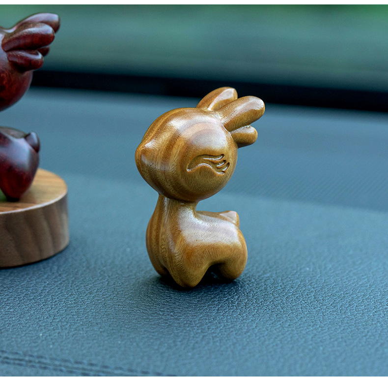 Natural Rosewood Deer Car Ornaments Safe Gourd Car Ornaments Walnut Base Center Console New Style