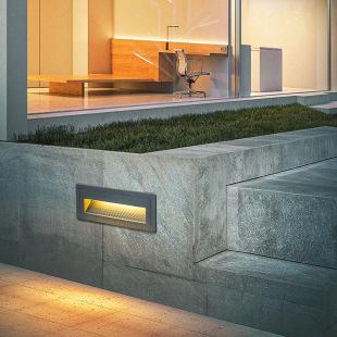 Footlight, Square Courtyard Step Light, Outdoor Step Light, Community Garden Corner Light, Recessed Stair Light