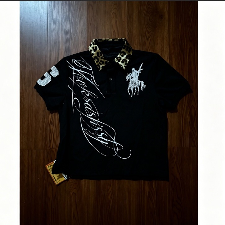European and American foreign trade cross-border Y2K retro punk short leopard print polo shirt striped T-shirt top high street fashion European and American foreign trade cross-border Y2K retro punk short leopard print polo shirt striped T-shirt top high street fashion