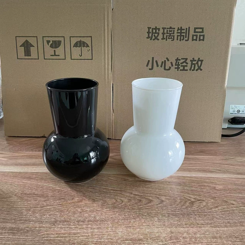 Простая стеклянная Маленькая ваза для рта прозрачная гидропонная ваза украшение обеденного стола креативная Маленькая ваза черная оптом