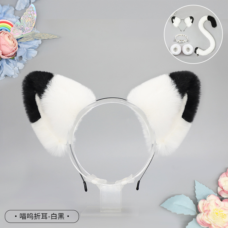 De una sola pieza hecha a mano de peluche Lolita diadema de oreja de gato KC accesorios para el cabello bestia oído tocado Fox oreja horquilla