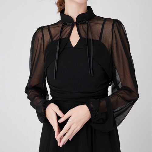 Cross-border best-selling ready-to-ship national-style qipao with snow silk shawl collar and lapel, for children and adults, beach sun protection decoration collar