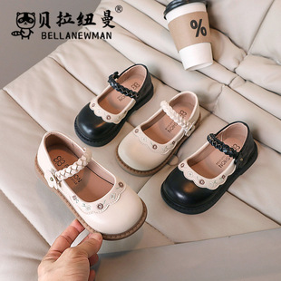 Girls Shoes 2025 Spring and Autumn New Embroidered Flowers Guofeng Dance Shoes SHEIN Princess Shoes Soft Sole Leather Shoes