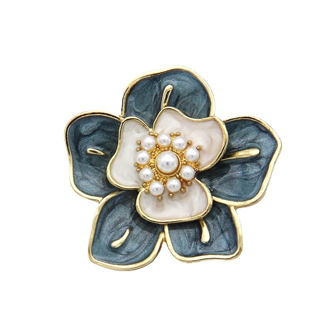Camellia Flower Brooch With Enamel Finish For Women Elegant Style_voghion.com