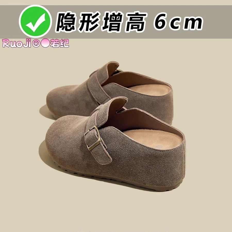 Толстая подошва увеличила внутреннюю часть булочки Birkenn обувь женская 2025 новая летняя полутолщая тапочка повседневная ленивая