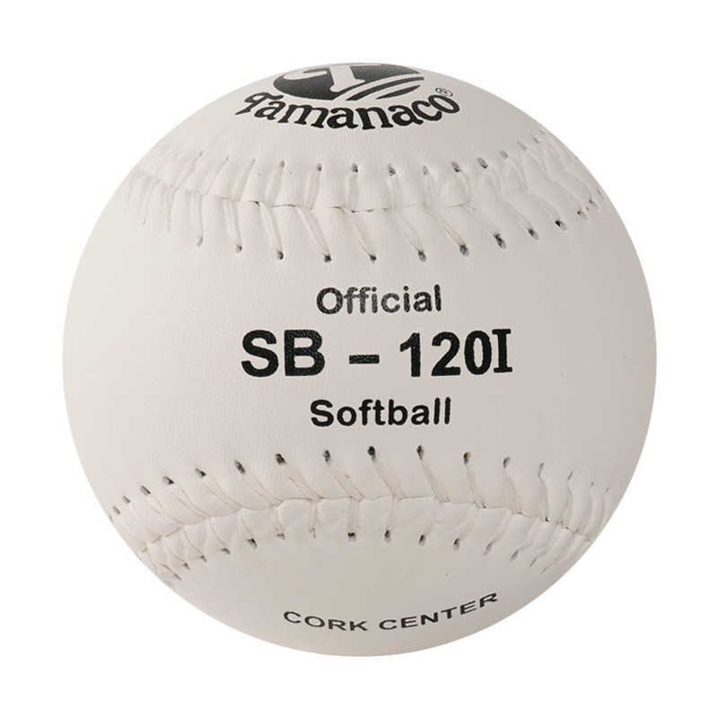 White Softball Pvc Cork Core Sb-120I Two-Hammer Leather Pk Core 12inch Softball Slow Pitch Can Print Logo