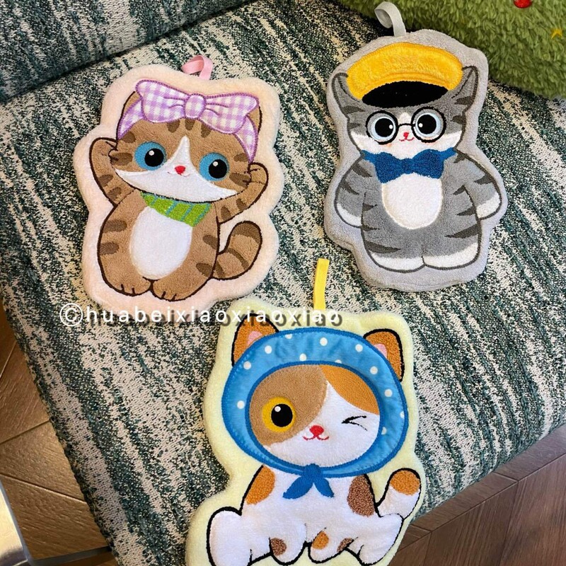 New Creative and Personalized Hand Towels Wholesale, Cute Cartoon Kitten Children's Washcloths, Thickened and Absorbent for Bathroom Use