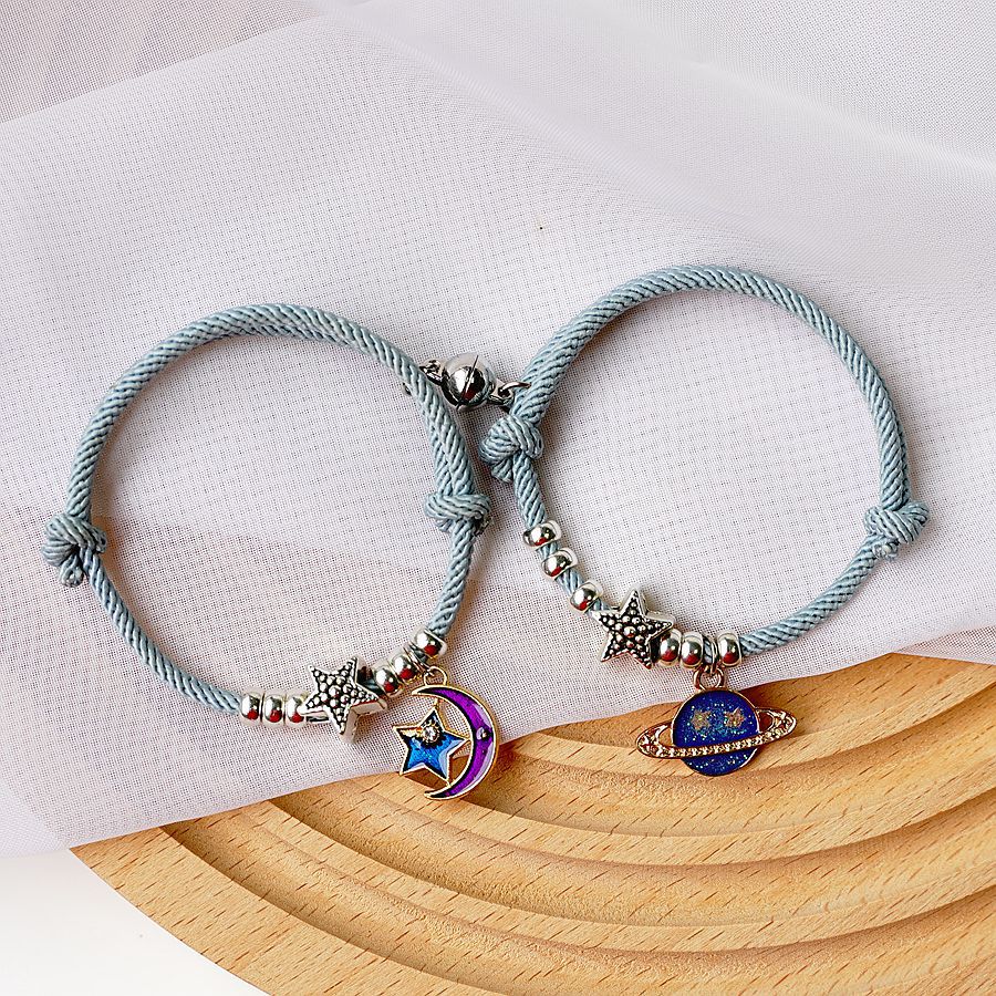 1 Pair Fashion Star Moon Alloy Rope Enamel Unisex Bracelets display picture 5