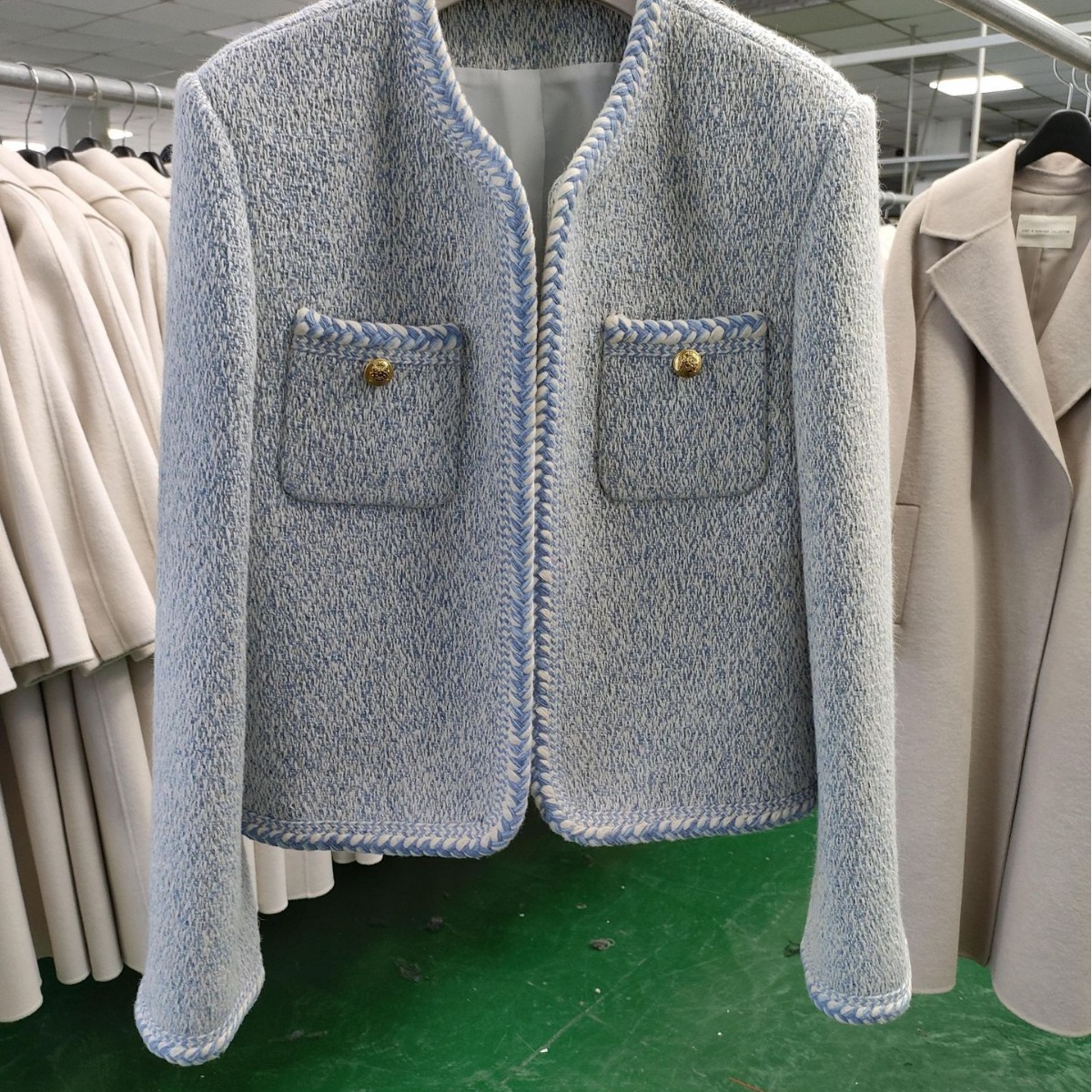 2025 Spring New French Style Wool Tweed Knitted Short Jacket Ce Same Model Master Series