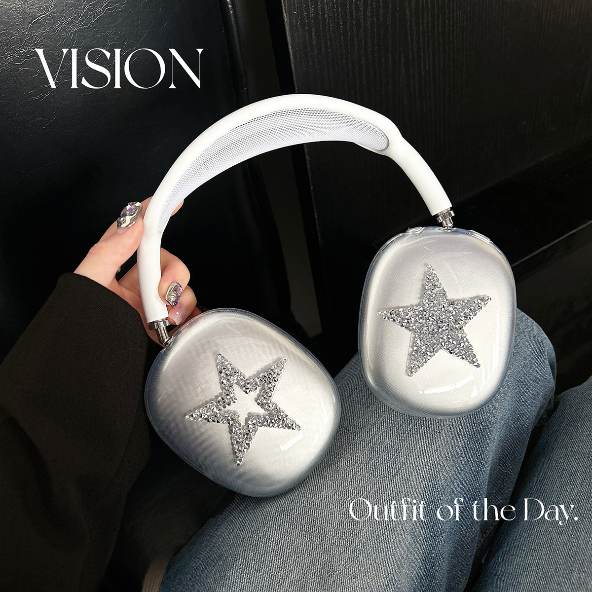 新款閃鑽星星藍牙耳機保護套適用於蘋果Airpods max 耳機保護TPU