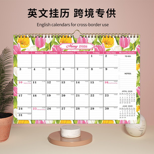 American 2026 English Wall Calendar Foreign Trade Monthly Calendar Wall Calendar Cross-Border Exclusive Creative Desk Calendar Manufacturer