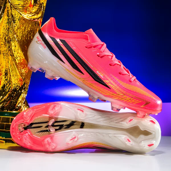 F50 Football Shoes for Men Fg Long Spike Breathable Training Shoes Without Laces for Artificial and Natural Grass World Cup