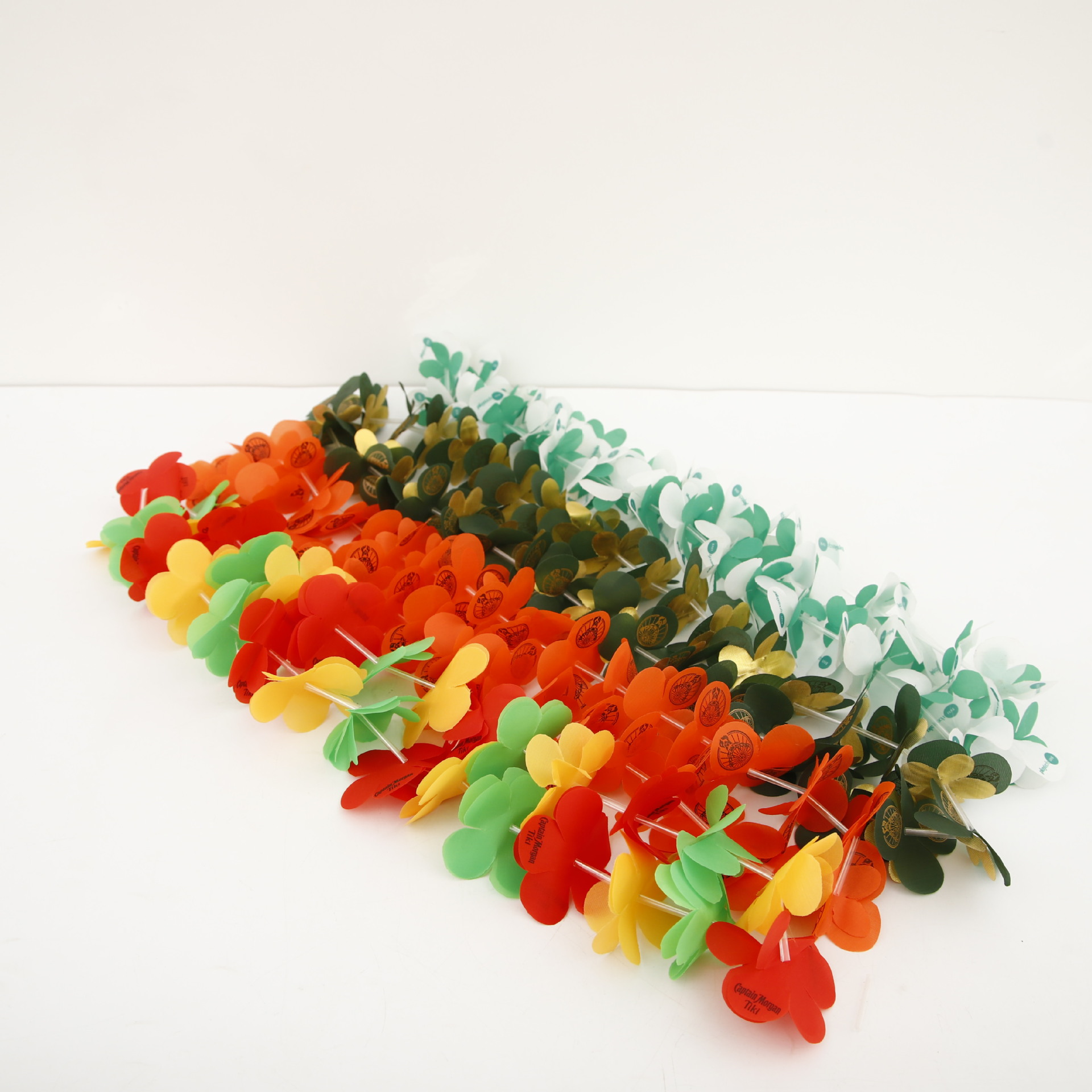 Logotipo impreso guirnalda hawaiana fiesta bar regalos promocionales collar de flores de seda suministro transfronterizo de comercio electrónico