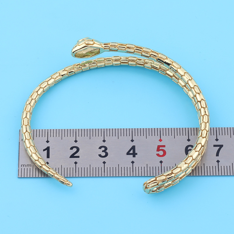 Retro Snake Copper Bangle Inlay Zircon Copper Bracelets