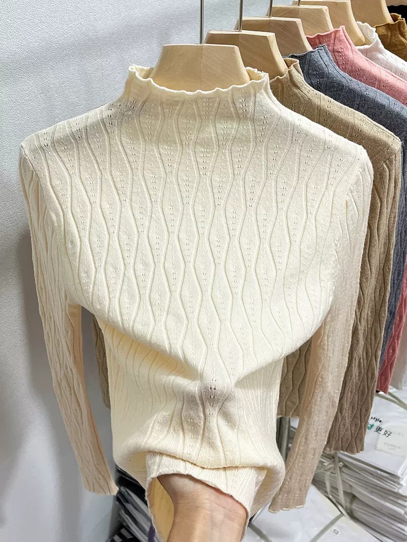 商品详情图_欧货半高领针织衫女秋冬2022新款洋气缕空修身内