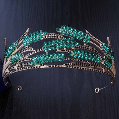 亞馬遜新款水晶麥穗皇冠 歐美時尚飾品合金新娘奢華婚禮婚紗皇冠