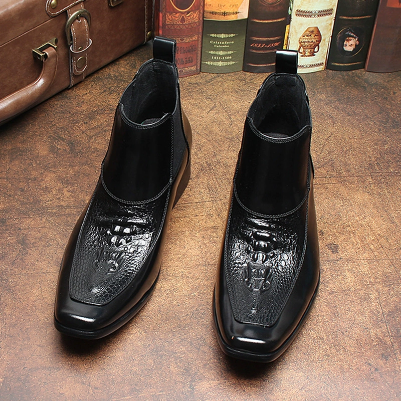 Доминирующие американские сапоги Челси мужские кожаные крокодиловые узоры