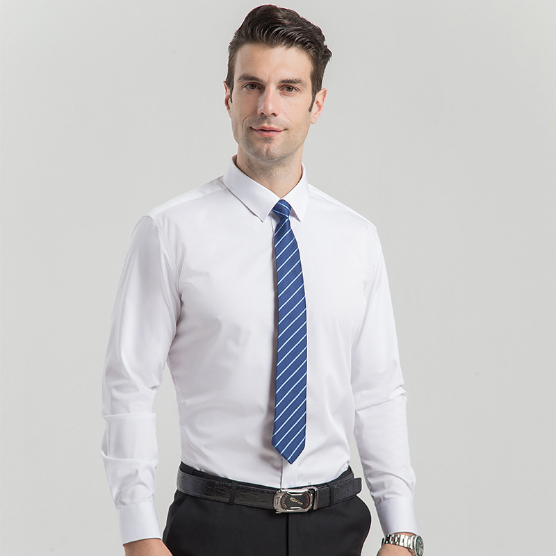 Camisa de negocios de primavera y otoño para hombres camisa de manga larga de fibra de bambú sin planchar de color sólido casual para hombres camisa de otoño