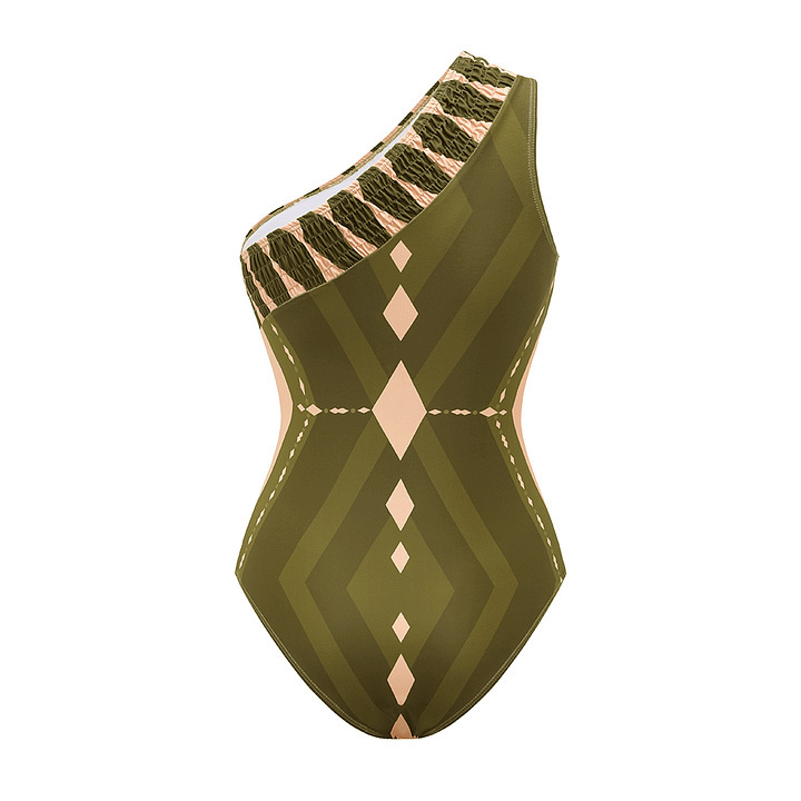 Women's One Piece Swimsuit Halter Neck Backless Printed Beachwear_voghion.com
