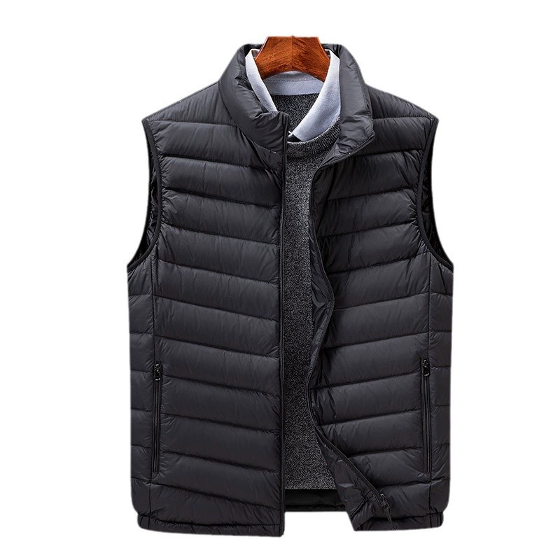 Demi-season fashionable velvet short down jacket with zipper, universal vest for leisure, duck down