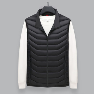 Vest Men's Warm Slim-fit Large Size Cotton Vest Korean Style Slim-fit Outdoor Casual Straight Hem Spot Vertical Collar Autumn and Winter