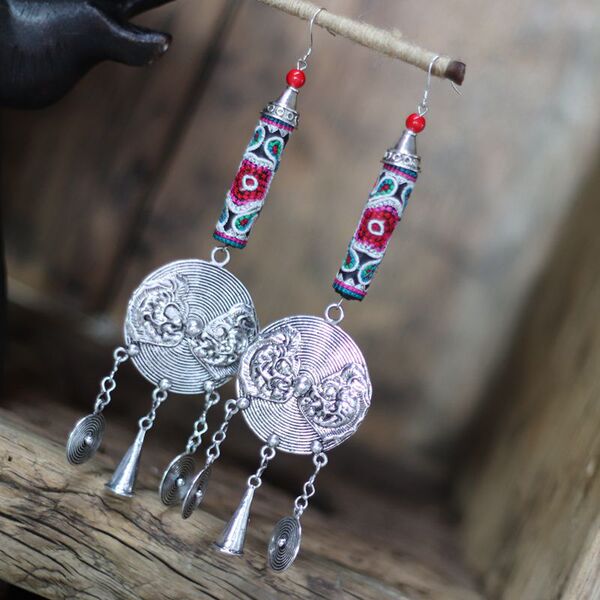 Ethnic long earrings from Yunnan province