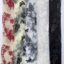 厂家直销立体蝴蝶绣花面料潮流时装连衣裙舞台服刺绣布立体绣花