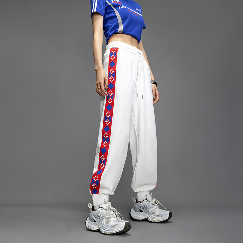 Special Offer: 95 Yuan. Trendy Brand Color-Block Sweatpants for Women, Loose Casual Pants, Slimming Straight-Leg Pants, Jogger Sports Pants