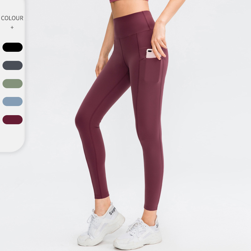 Special Offer Double-Sided Brushed Naked-Feel Yoga Pants with Pockets, Women's High-Waisted Butt-Lifting Fitness Pants, Tight-Fitting Sports Leggings 02339