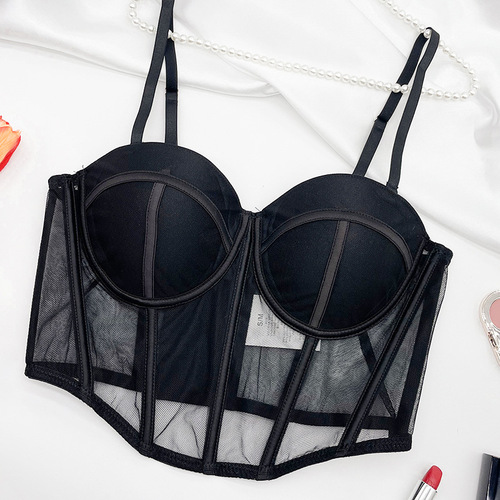 French sexy soft steel ring bra vest fish bone body shaping underwear women's small chest gathered anti-sagging bra exquisite