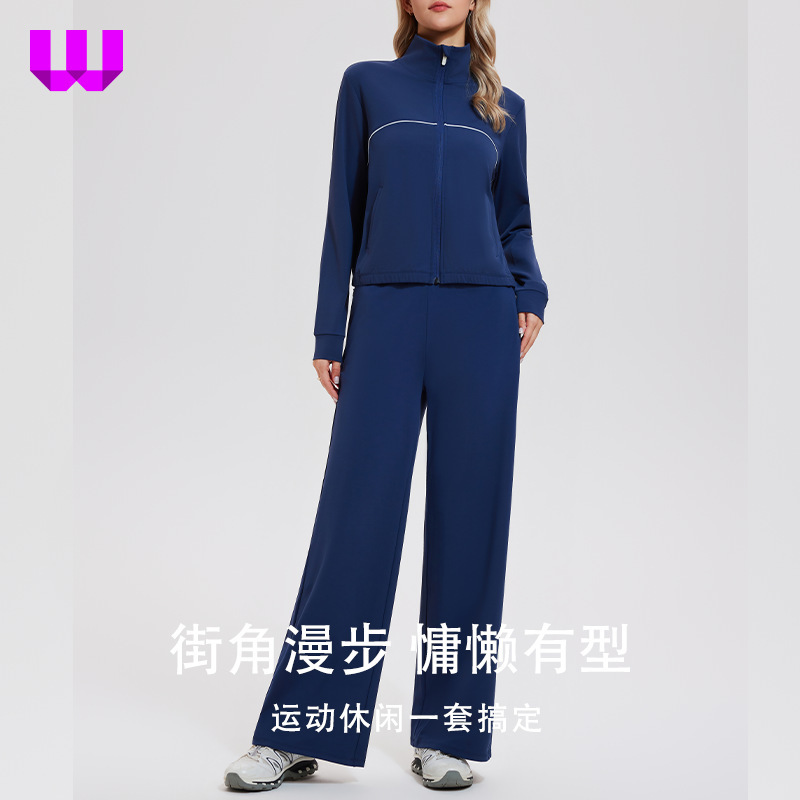 Stand-Up Collar Zipper Sports Jacket Women's Tennis Jacket Casual Quick-Drying Running Cross-Border Windproof Fitness Long-Sleeved Top