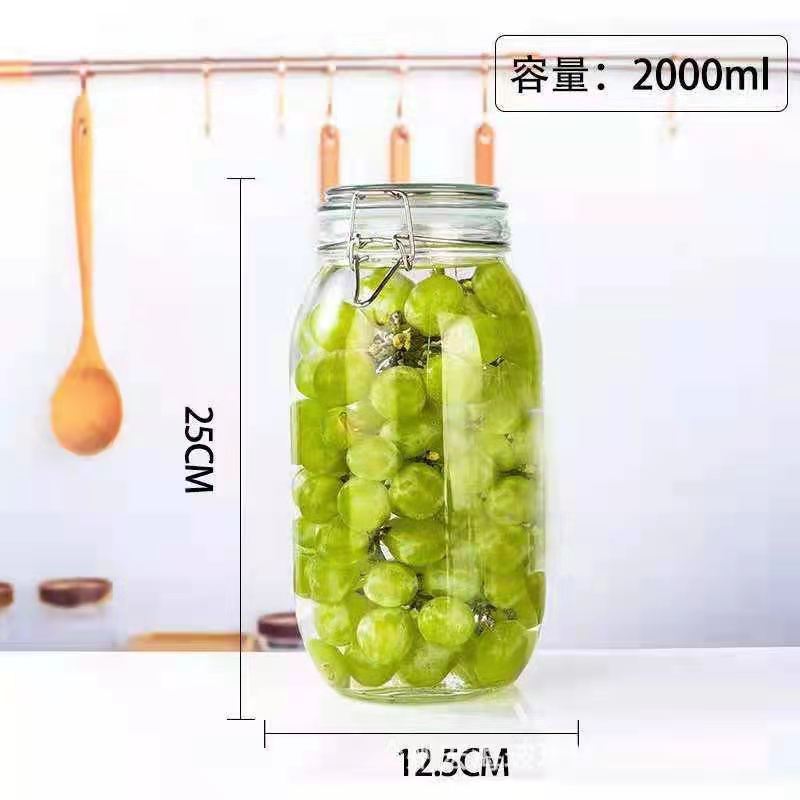 Tarro sellado de vidrio, encurtidos de alimentos, frasco de kimchi, botella de vino para el hogar, botella vacía de miel, tanque de almacenamiento pequeño