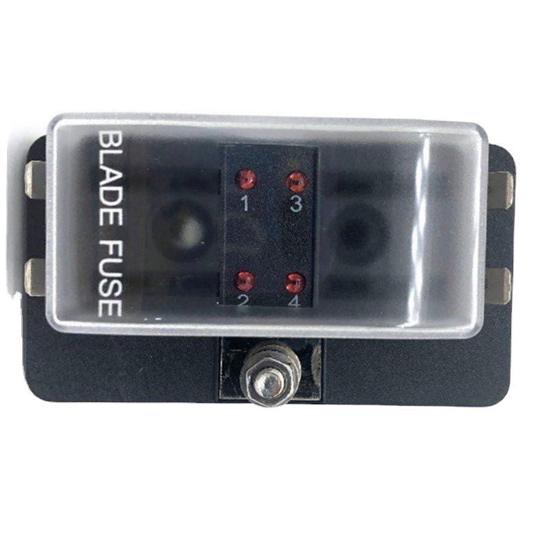 汽车4路保险丝盒 带LED灯多路保险座 中号保险丝插座YJ-FB001 32V