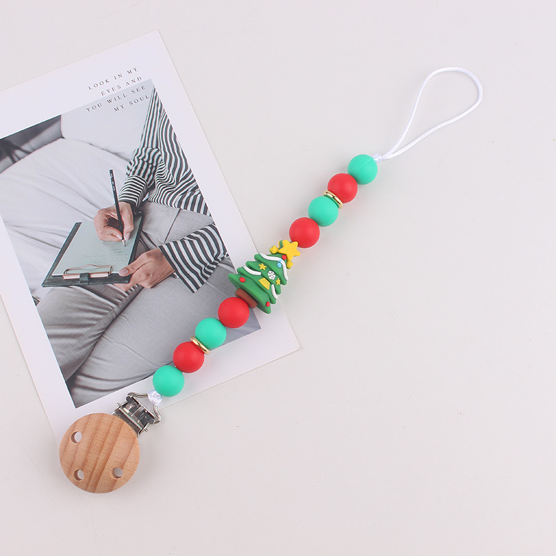 Bebé recién nacido tetina anti-caída cadena de silicona de grado alimenticio cuentas pacificador soporte de tetina