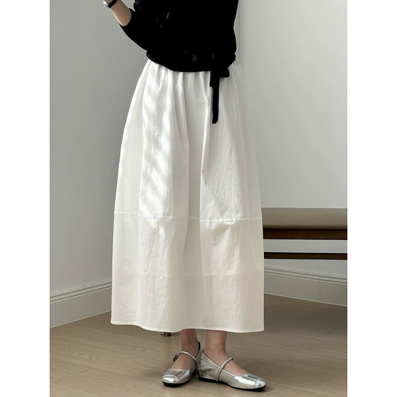 This Year's Trendy White Floral Bud Skirt for Women, Slimming and Hip-Covering, Mid-Length A-Line Puffy Skirt, Moonlight Umbrella Skirt This Year's Trendy White Floral Bud Skirt for Women, Slimming and Hip-Covering, Mid-Length A-Line Puffy Skirt, Moonlight Umbrella Skirt
